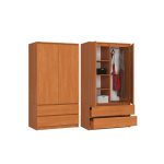 2 Door Wardrobe with 2 Drawers in Oak - Image 2