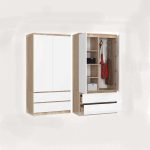 2 Door Wardrobe in White/Oak