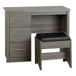Grey 3 Drawers Dressing Table with Stool