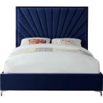 Cross Tufted High Headboard Velvet Upholstery Bed - Image 3