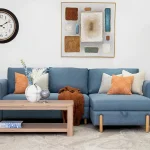 Sofa with storage in chaise lounge