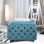 Square Tufted Fabric Bench