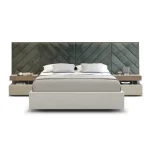 Cross Lines Tufted WallPanel Headboard Bed