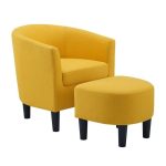 Camilla Fabric Barrel Chair with Ottoman Set - Image 4