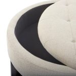 Wide Tufted Round Storage Ottoman - Image 8