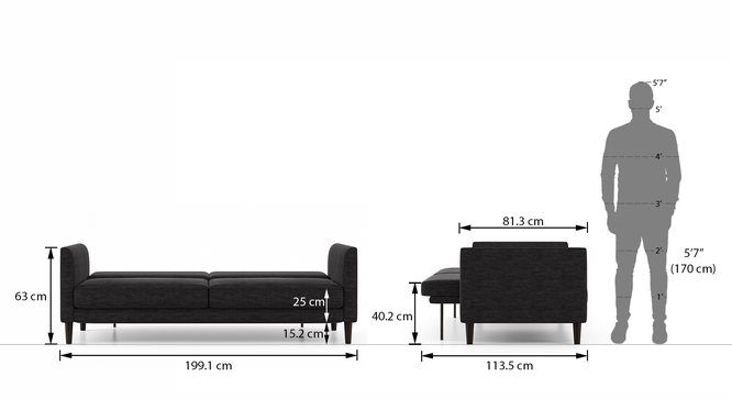 Felicity 3 Seater Click Clack Sofa cum Bed - Image 6