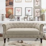 Khalifa Linen Rolled Arm Loveseat - Image 7