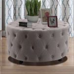 Linen Tufted Round Ottoman