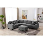 7-piece Dark Gray Linen Modular Sectional Sofa - Image 2