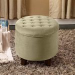 Round Button Tufted Storage Ottoman
