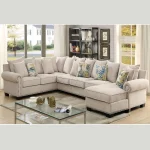 Contemporary Ivory Fabric 4-piece Sectional Sofa