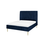 Blue Channel Tufted Velvet Bed