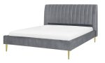 Blue Channel Tufted Velvet Bed - Image 2