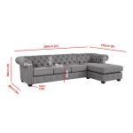 Chesterfield 4-Seat Sofa and Chaise - Image 9
